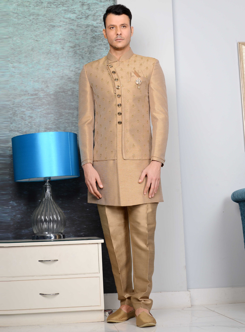 Beige Banarasi Indo Western Sherwani 108140