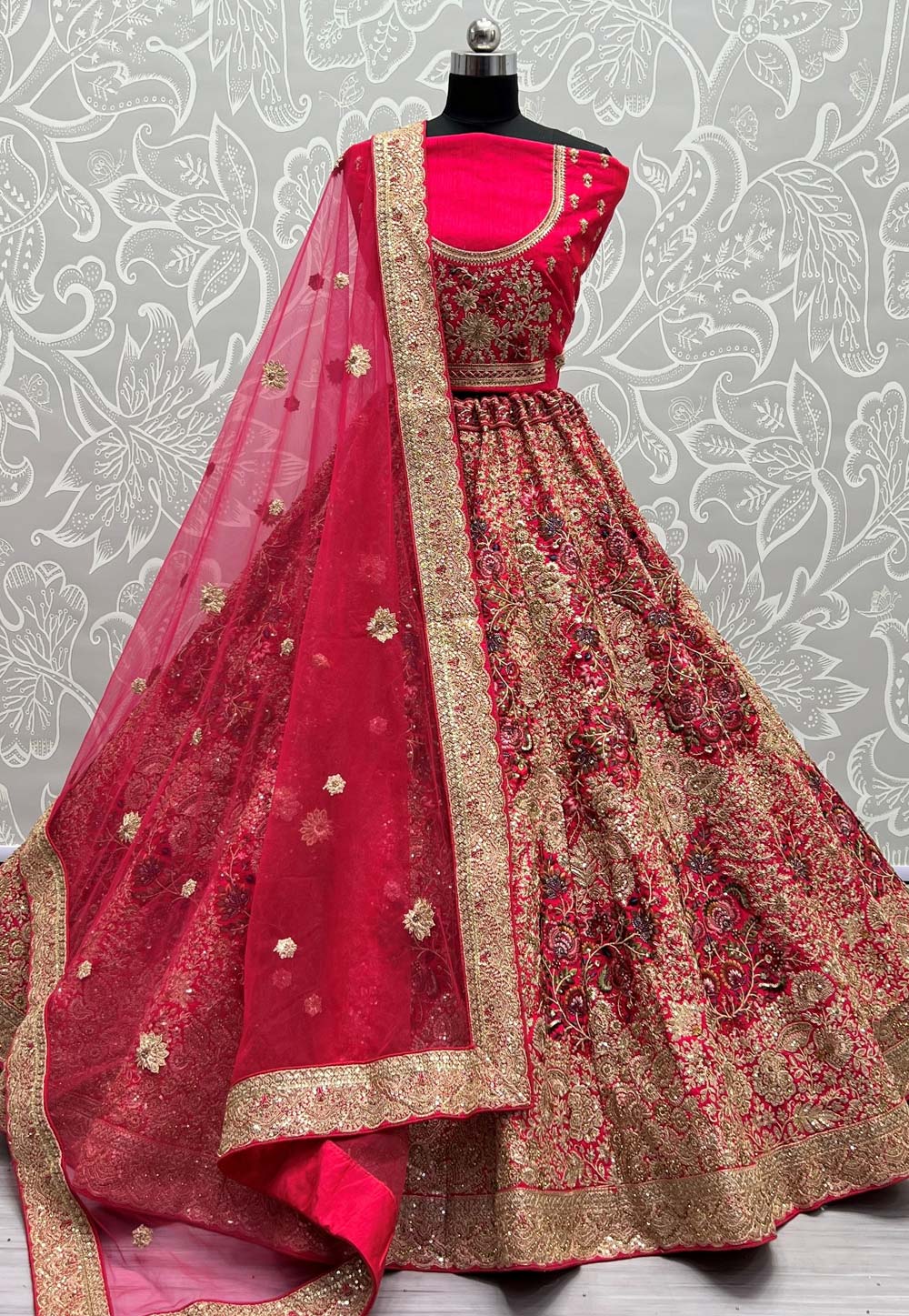 Magenta Silk Bridal Lehenga Choli 272466