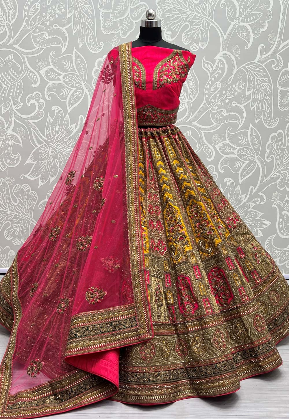 Magenta Silk Bridal Lehenga Choli 272482
