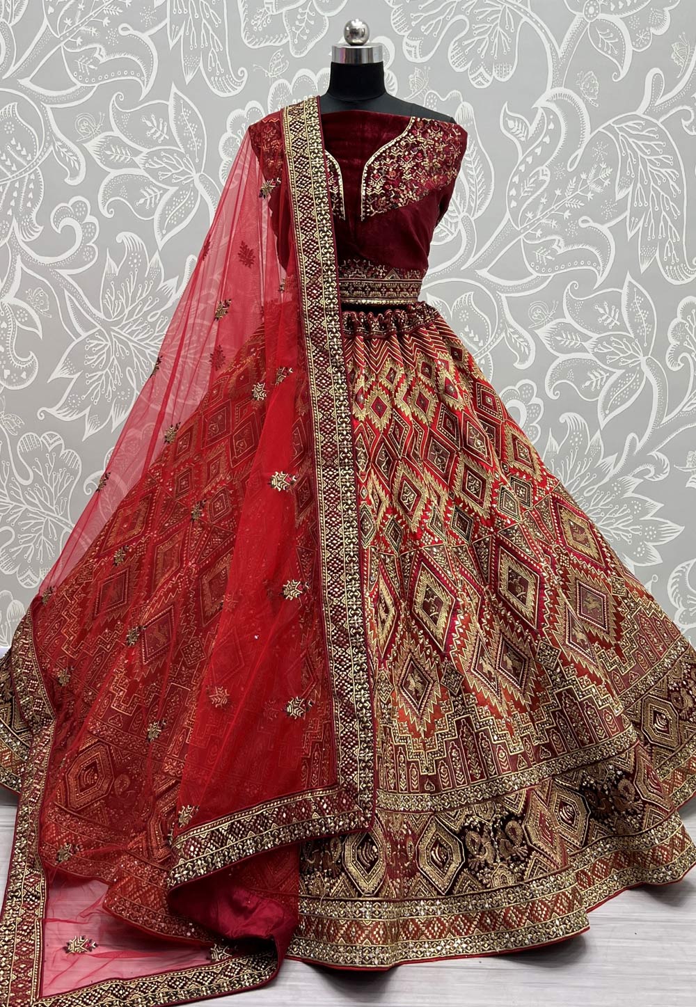 Maroon Silk Bridal Lehenga Choli 272492
