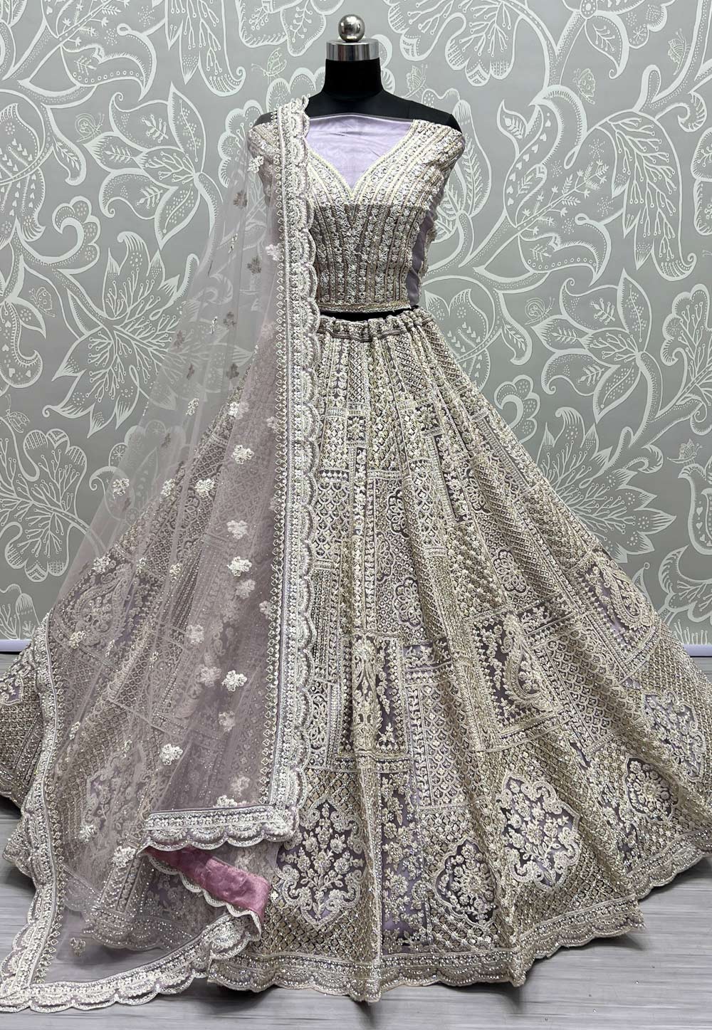 Light Purple Net Wedding Lehenga Choli 272755