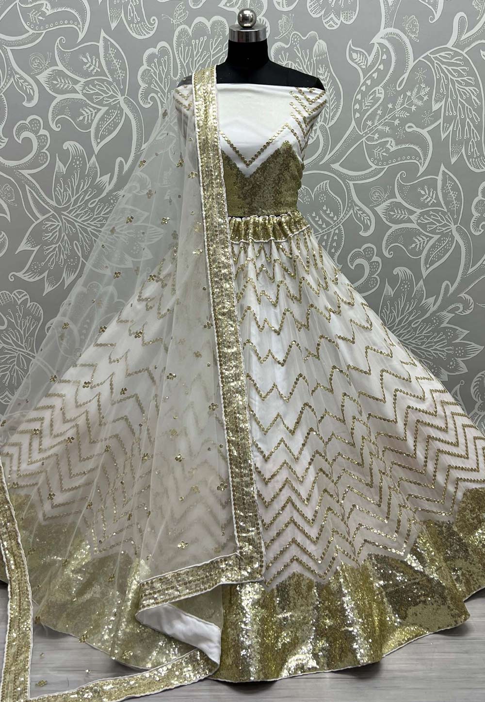 White Net Wedding Lehenga Choli 272910