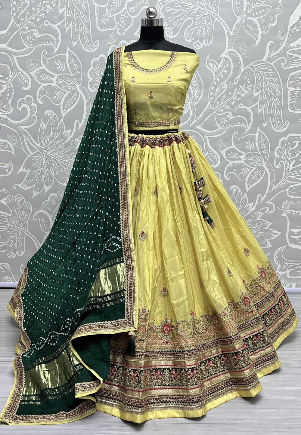 Yellow Silk Wedding Lehenga Choli 274702