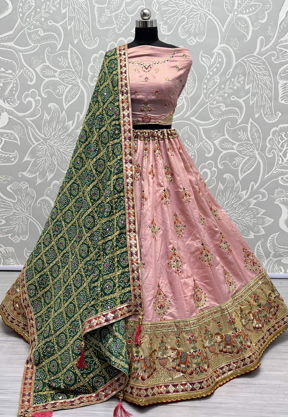 Pink Silk Wedding Lehenga Choli 274704