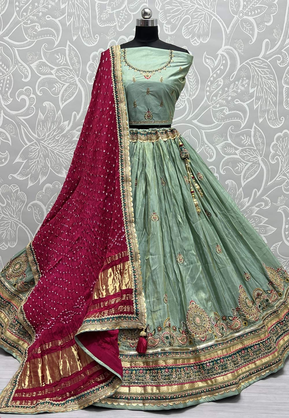 Sea Green Silk Wedding Lehenga Choli 276805