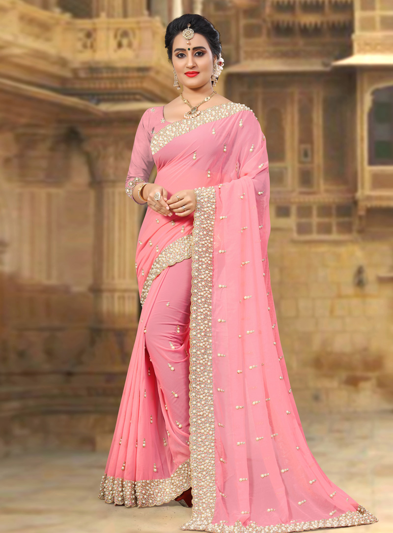Pink Georgette Festival Wear Saree 143439