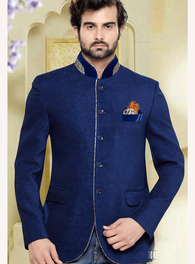 Blue Jute Silk Designer Blazer 69412