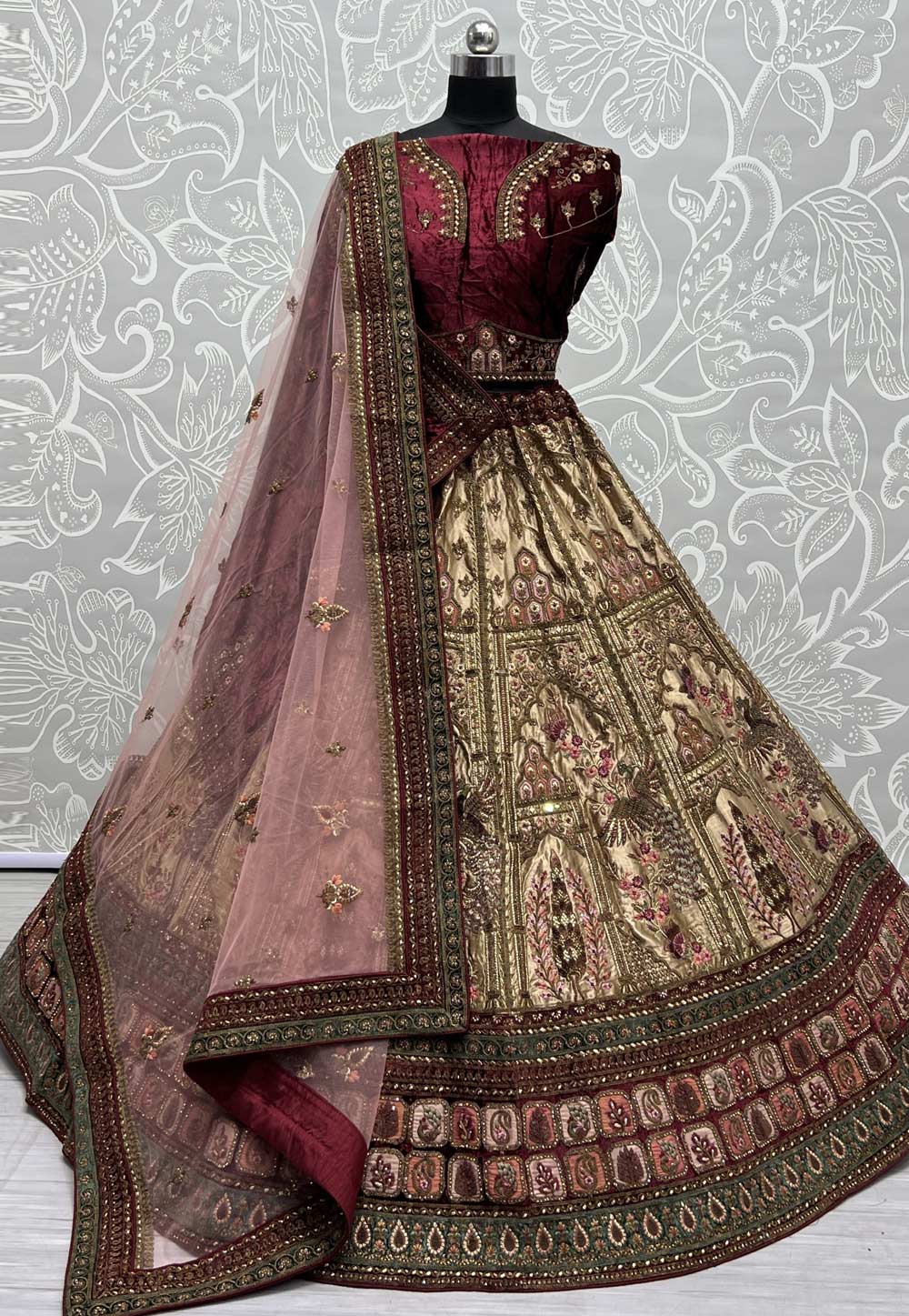 Beige Brocade Bridal Lehenga Choli 277564