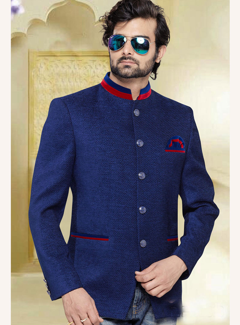 Blue Brocade Designer Blazer 69415