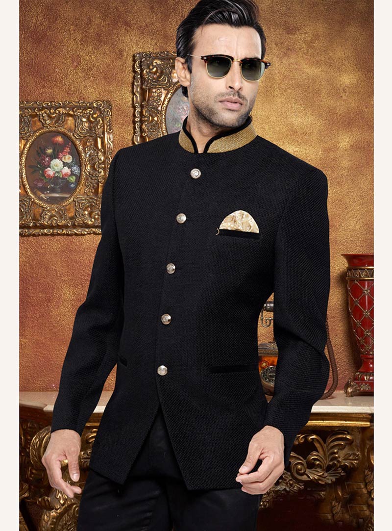 Black Jacquard Designer Blazer 69416