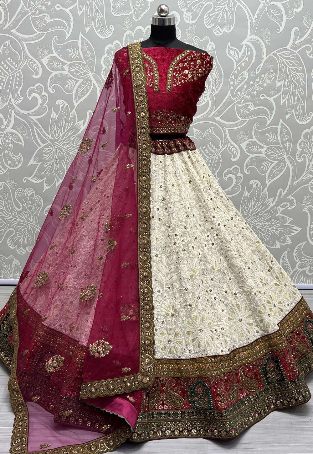 Off White Georgette Bridal Lehenga Choli 277666