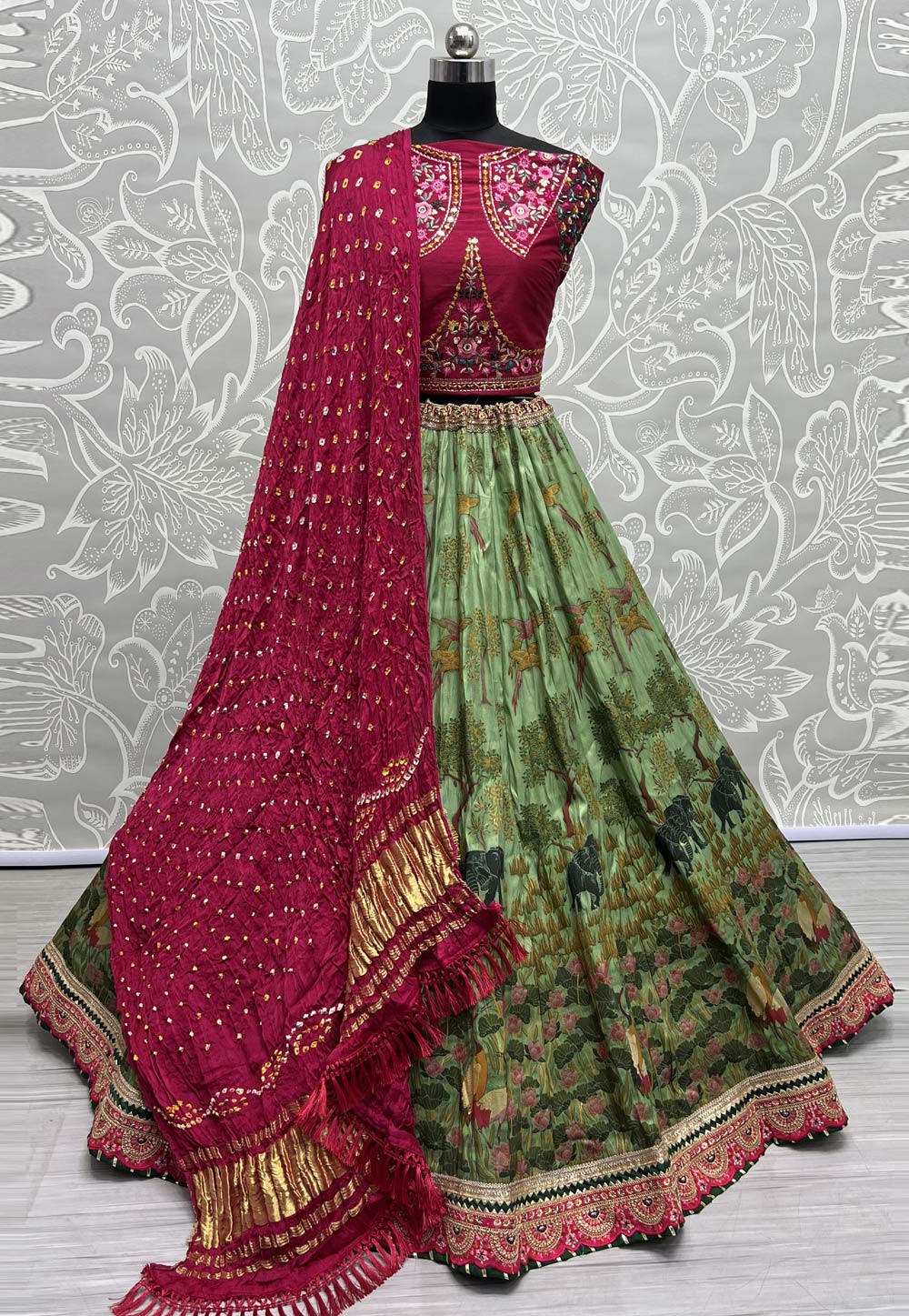 Pista Green Silk Wedding Lehenga Choli 275870