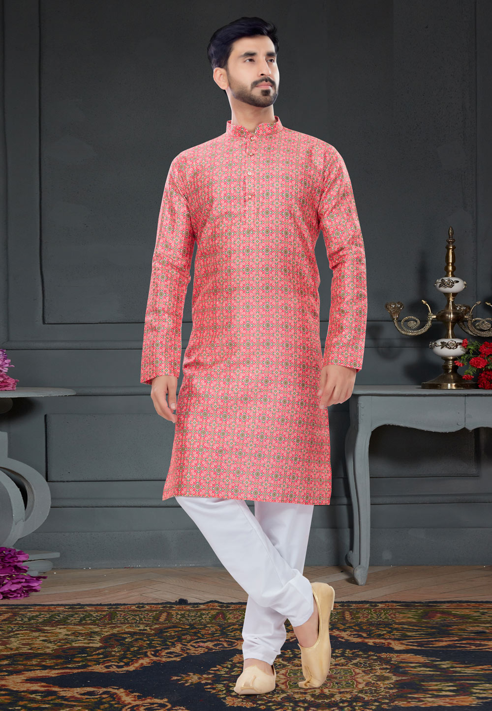 Pink Silk Kurta Pajama 258610