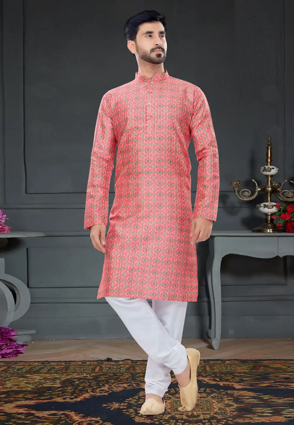 Pink Silk Kurta Pajama 258610