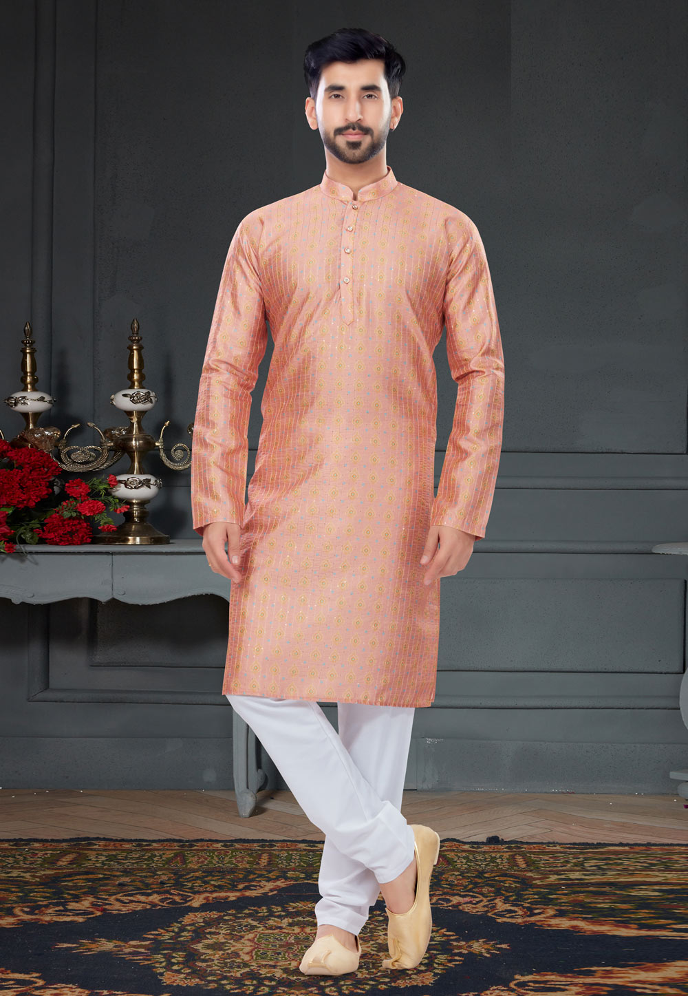 Pink Silk Kurta Pajama 258611