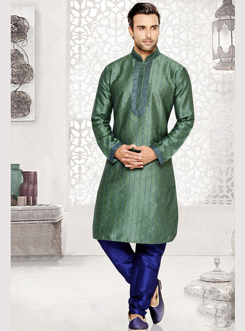 Green Art Silk Readymade Kurta With Pajama 69519