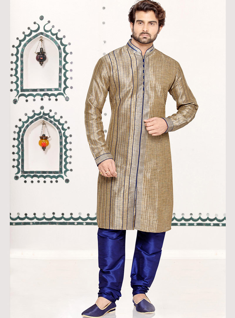 Beige Art Silk Readymade Kurta With Pajama 69532