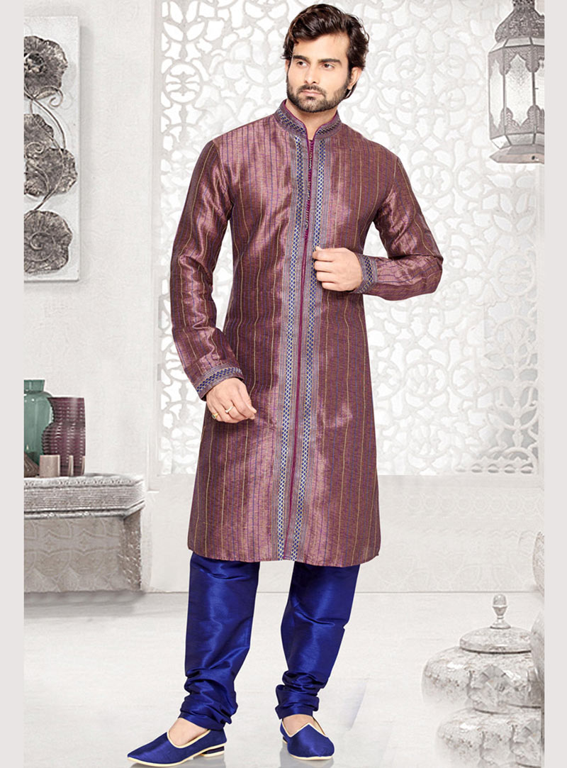 Pink Art Silk Readymade Kurta With Pajama 69533