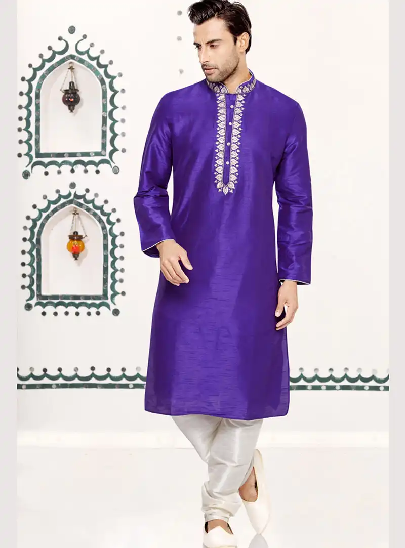 Purple Dupion Art Silk Readymade Kurta With Pajama 69541