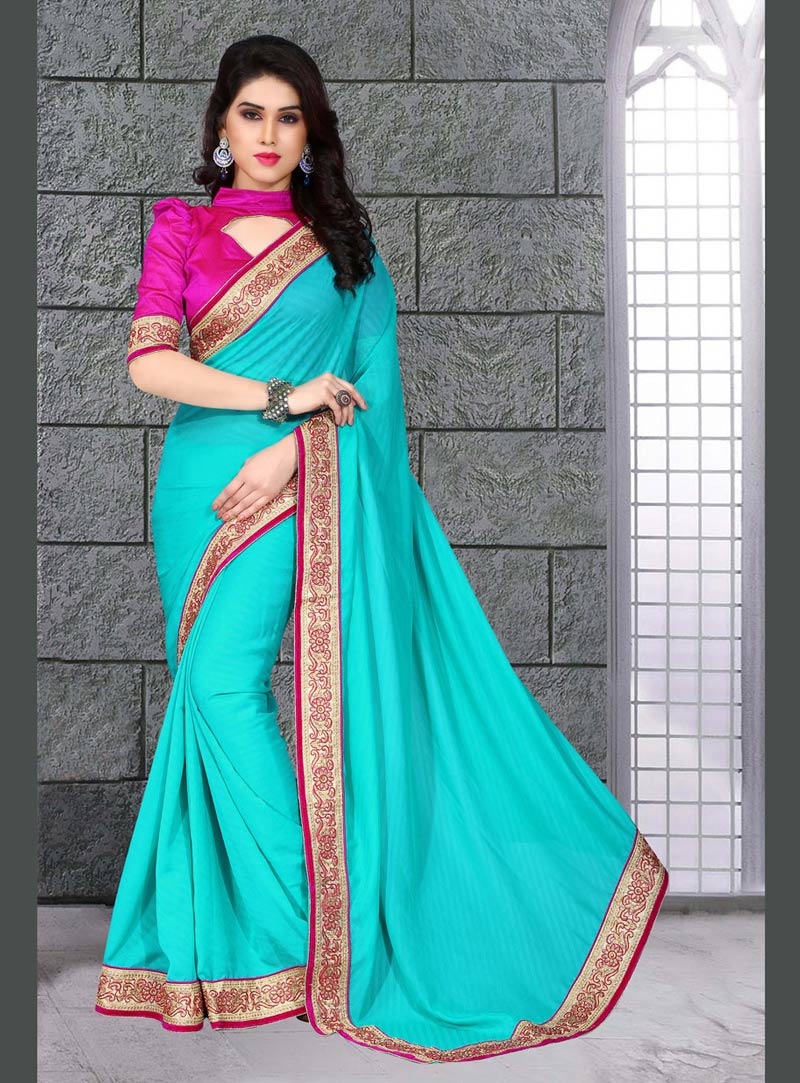 Sky Blue Georgette Party Wear Saree 68116
