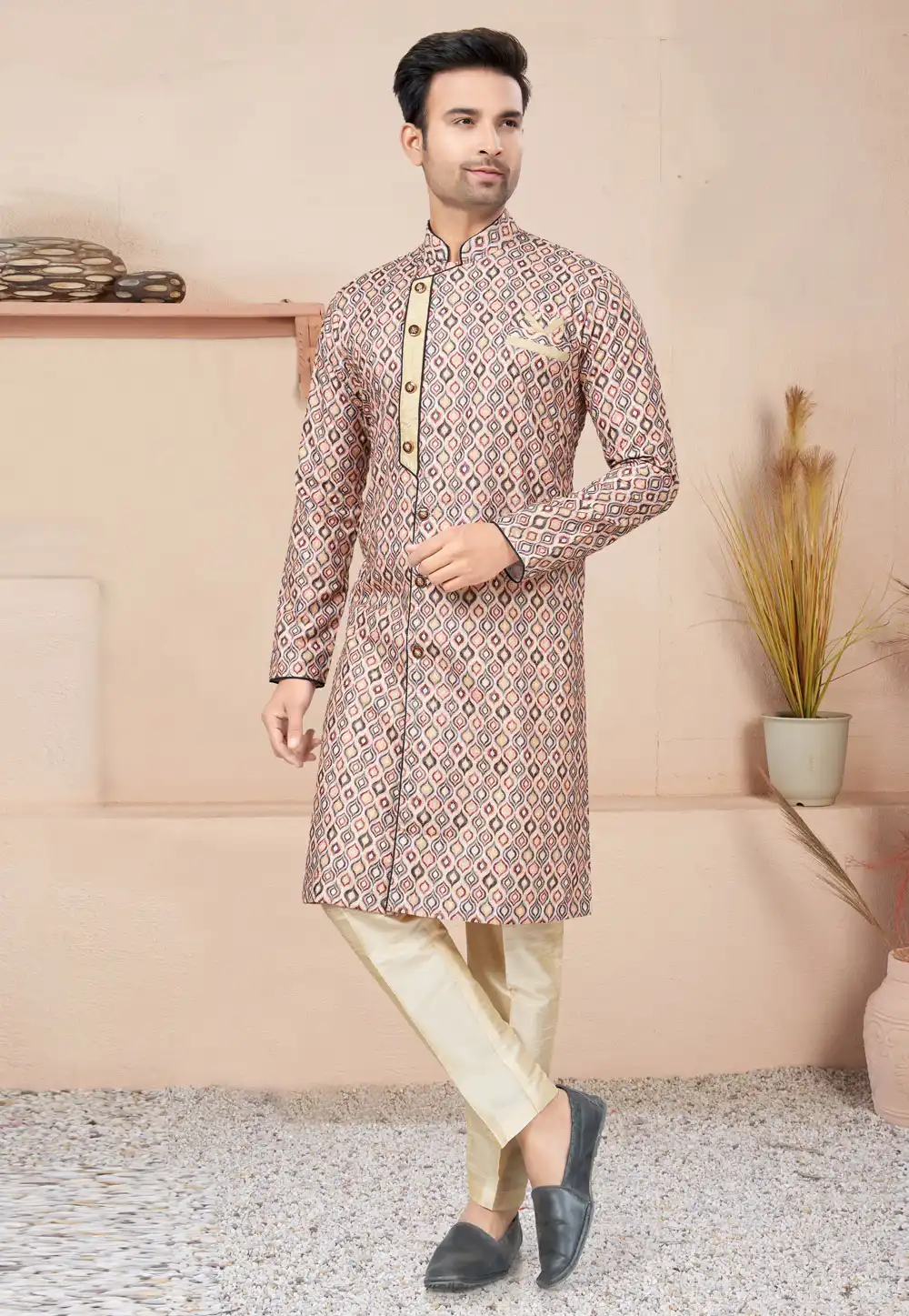 Chikan Multicolor Cotton Indo Western Suit 270728