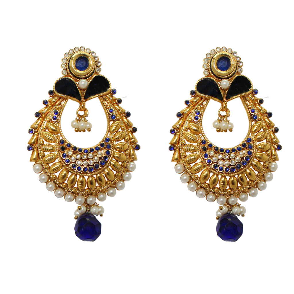 Blue Copper Austrian Diamonds Earrings 64358