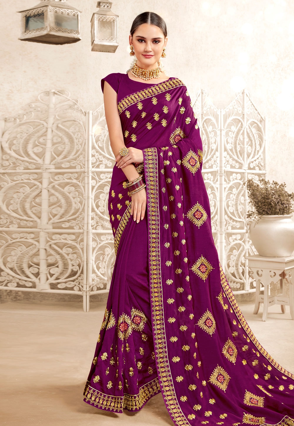 Magenta Silk Festival Wear Saree 201738