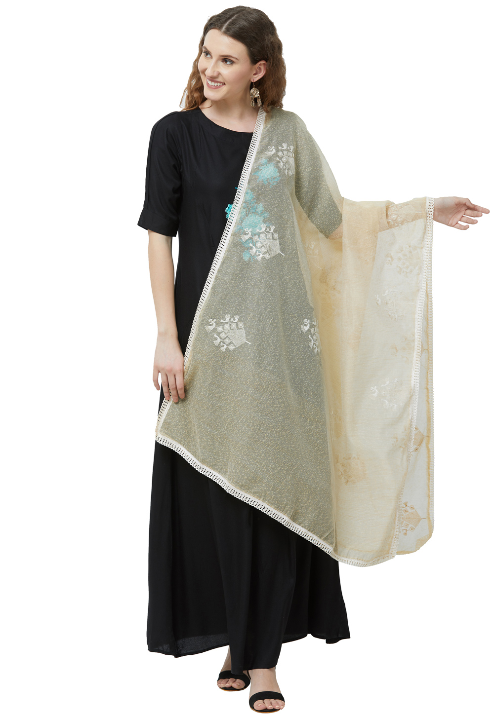 Beige Cotton Dupatta 167904