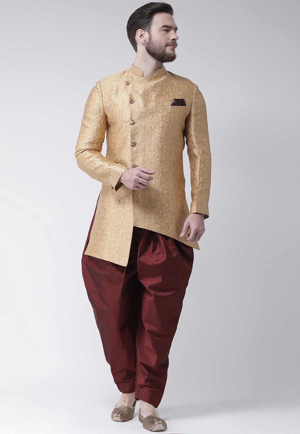 Beige Polyester Indo Western Suit 237820