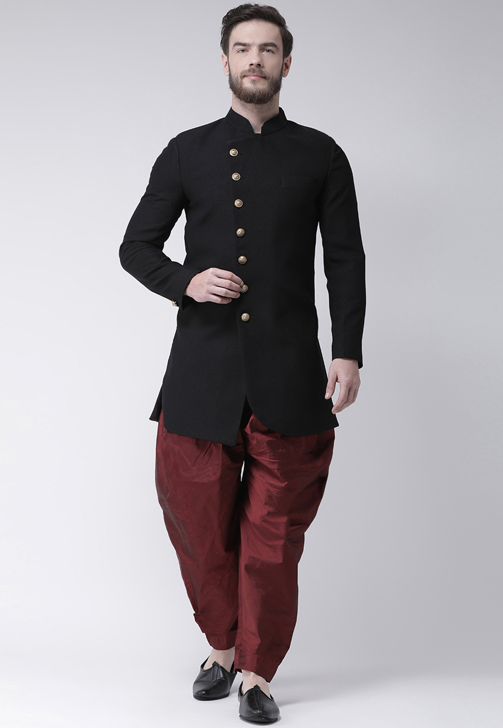 Black Polyester Indo Western Suit 237831