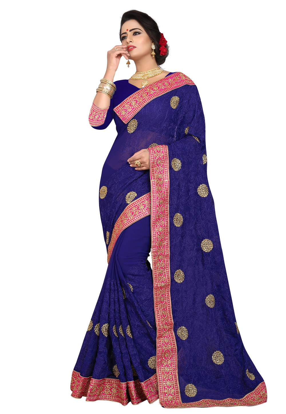 Blue Georgette Festival Wear Saree 219111
