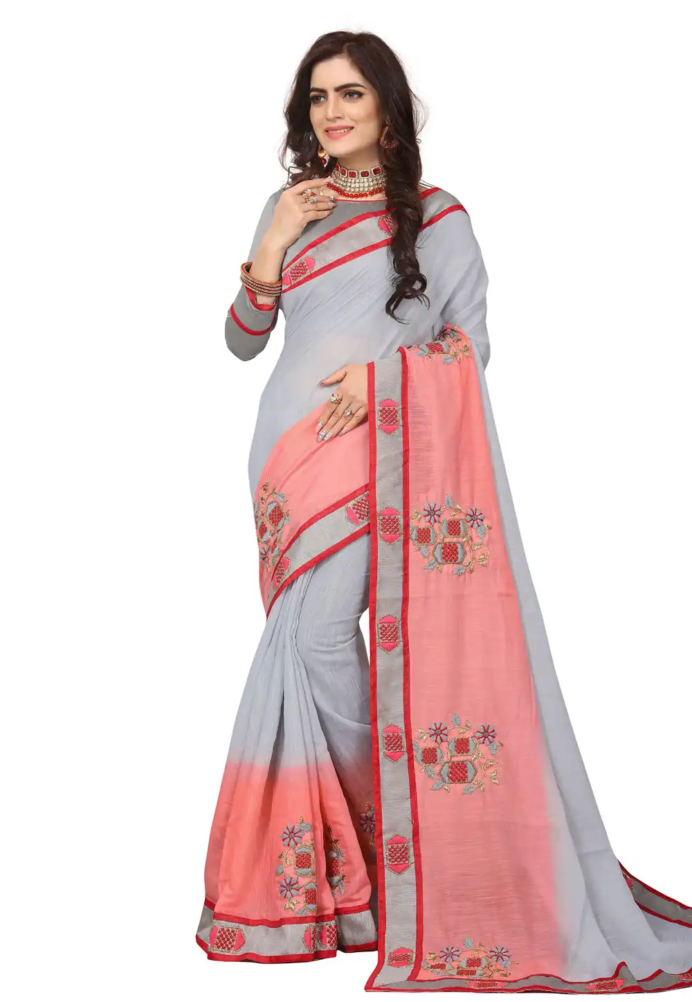 Grey Silk Saree With Blouse 219124