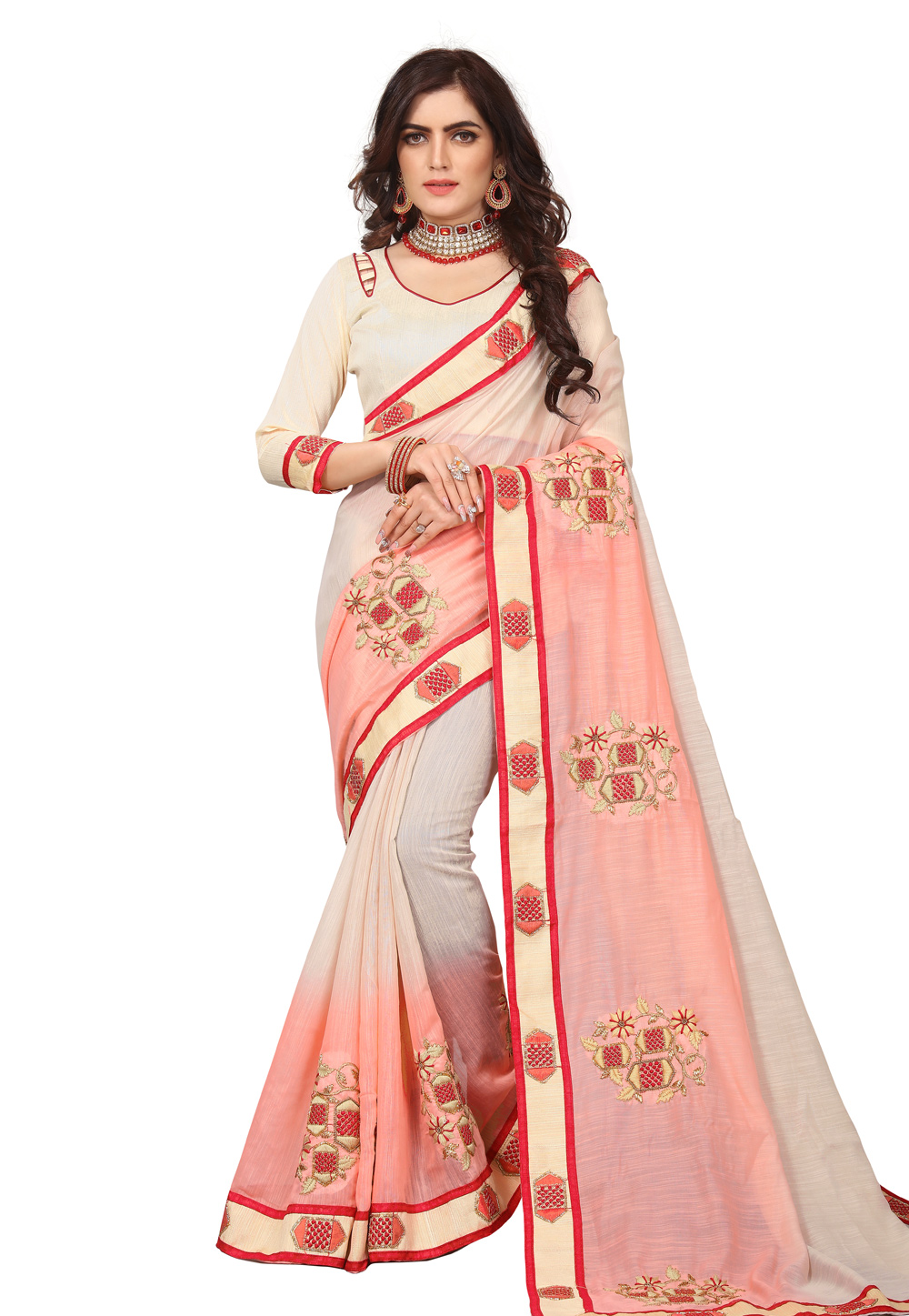 Cream Silk Festival Wear Saree 219125