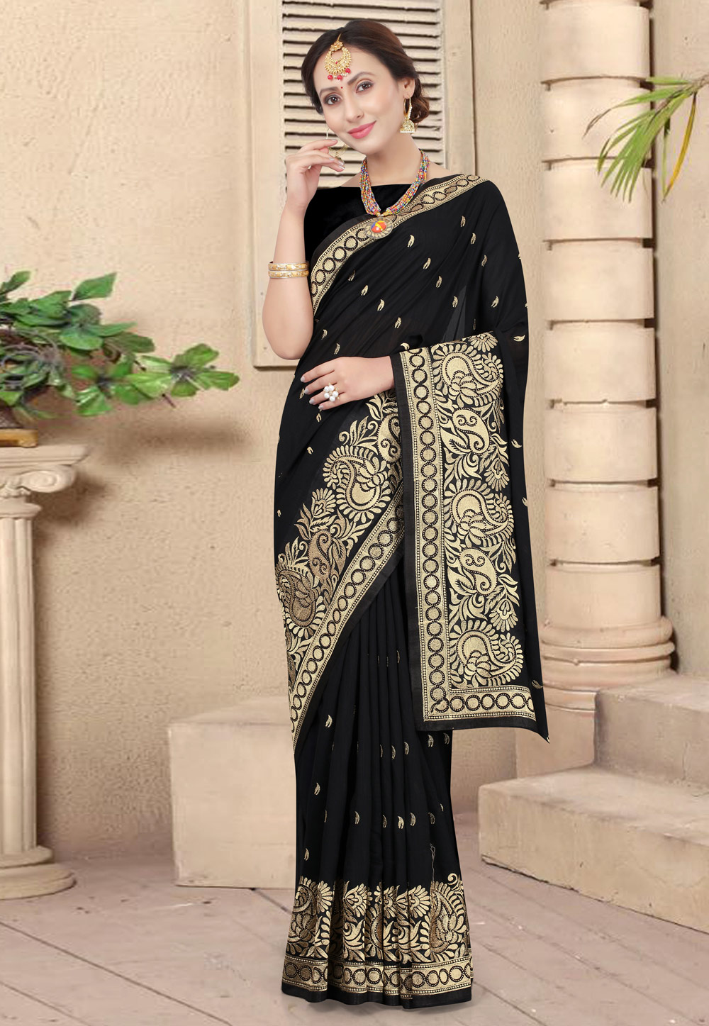 Black Silk Festival Wear Saree 219311