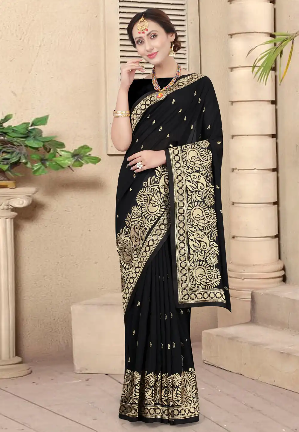 Black Silk Festival Wear Saree 219311