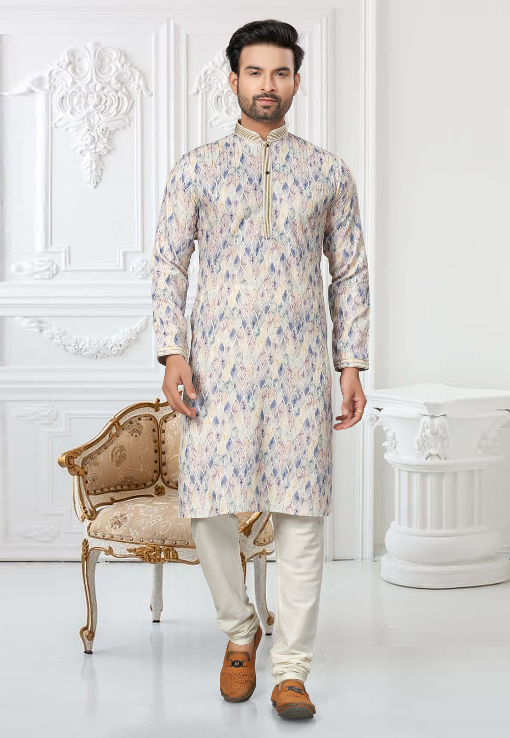 Cream Cotton Kurta Pajama 276203