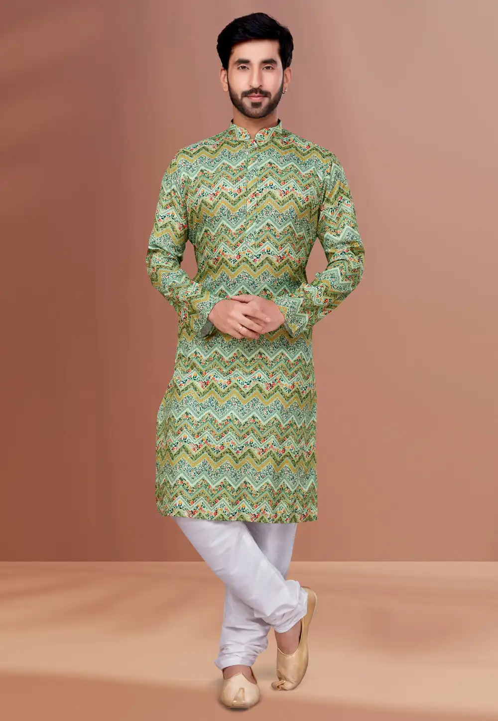 Green Cotton Kurta Pajama 256795
