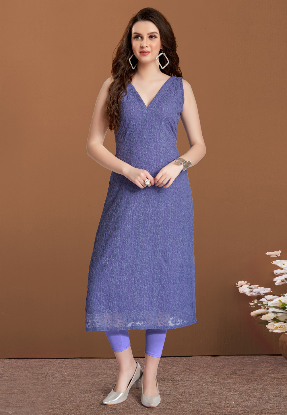 Light Purple Georgette Tunic 249504