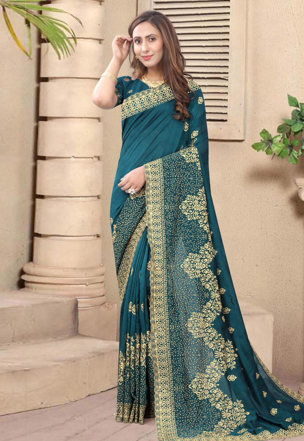 Blue Silk Festival Wear Saree 219694