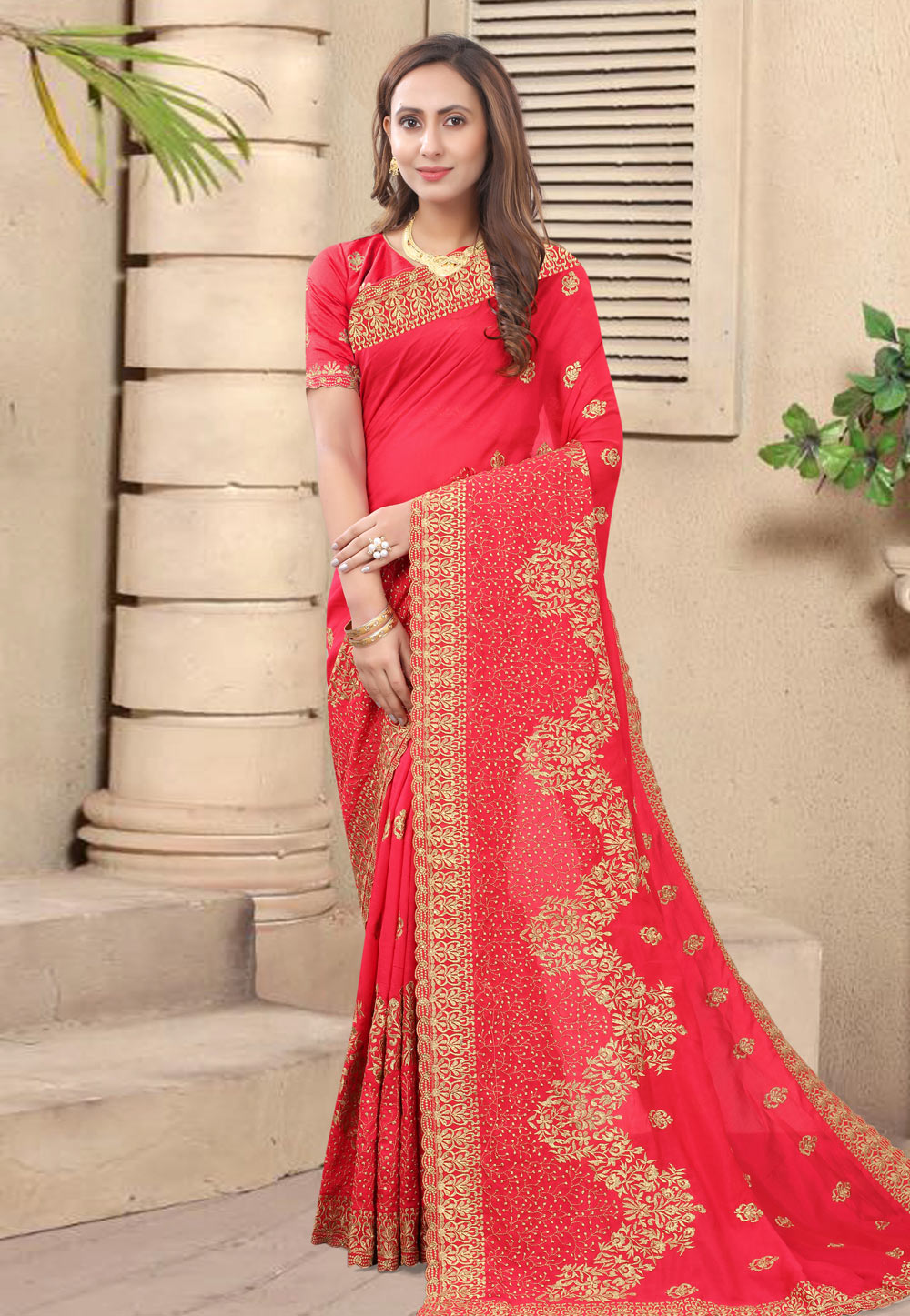 Pink Silk Saree With Blouse 219696