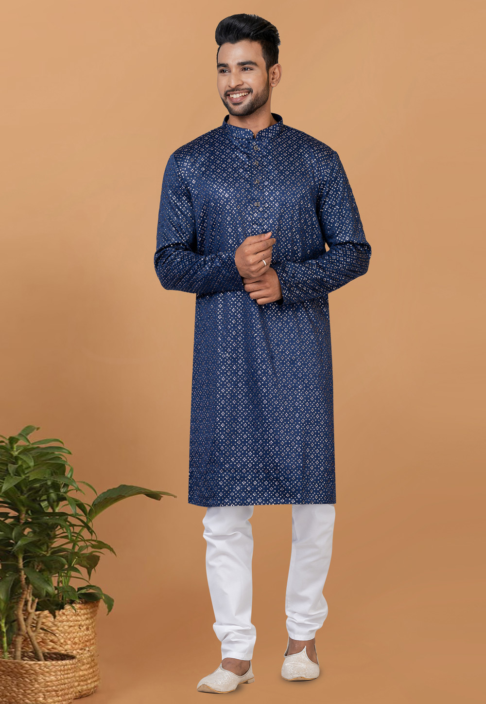 Navy Blue Silk Kurta Pajama 274286