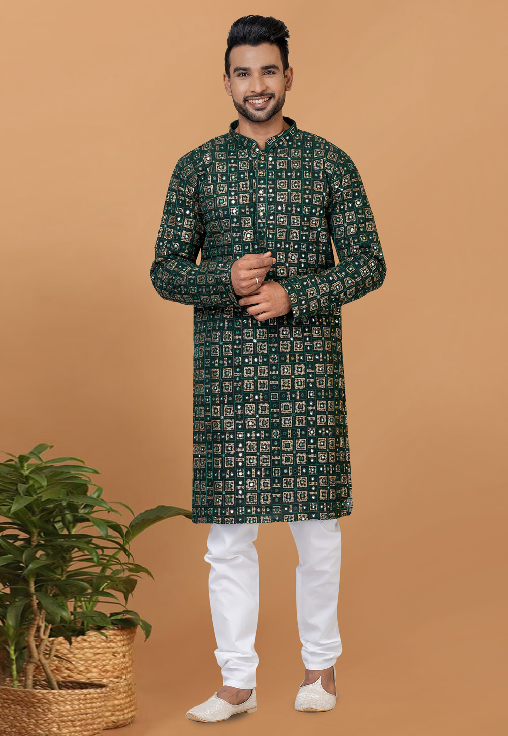 Green Georgette Kurta Pajama 274288
