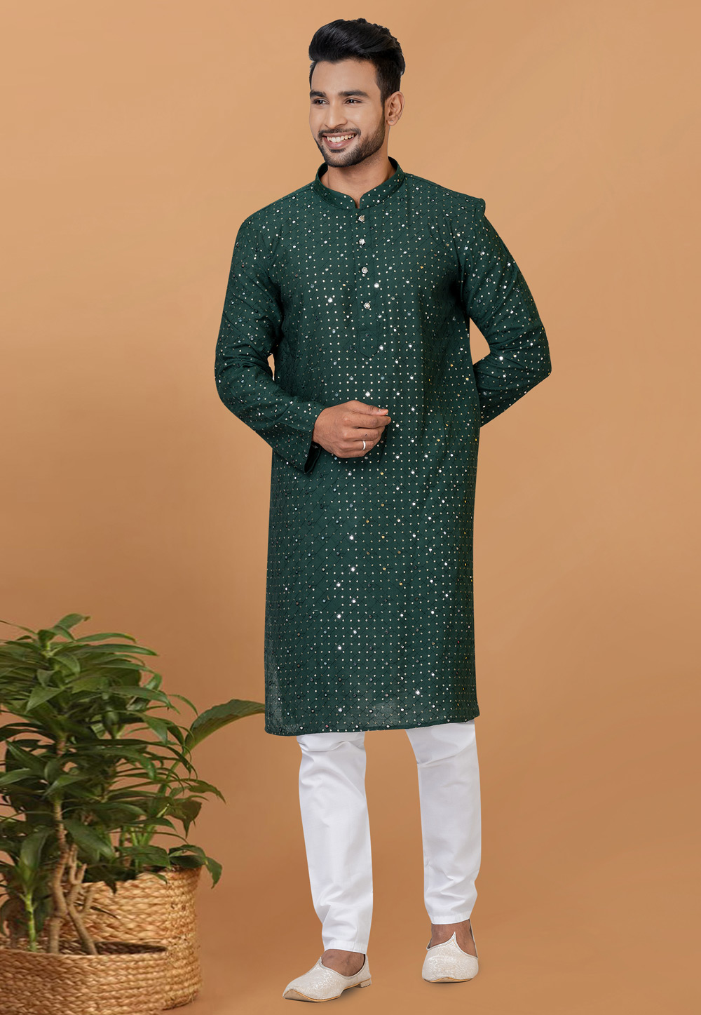 Green Viscose Kurta Pajama 274291