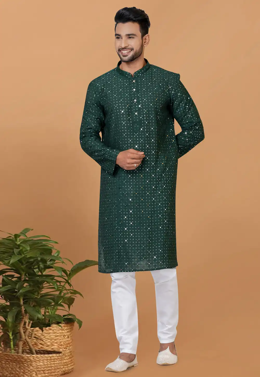 Green Viscose Kurta Pajama 274291