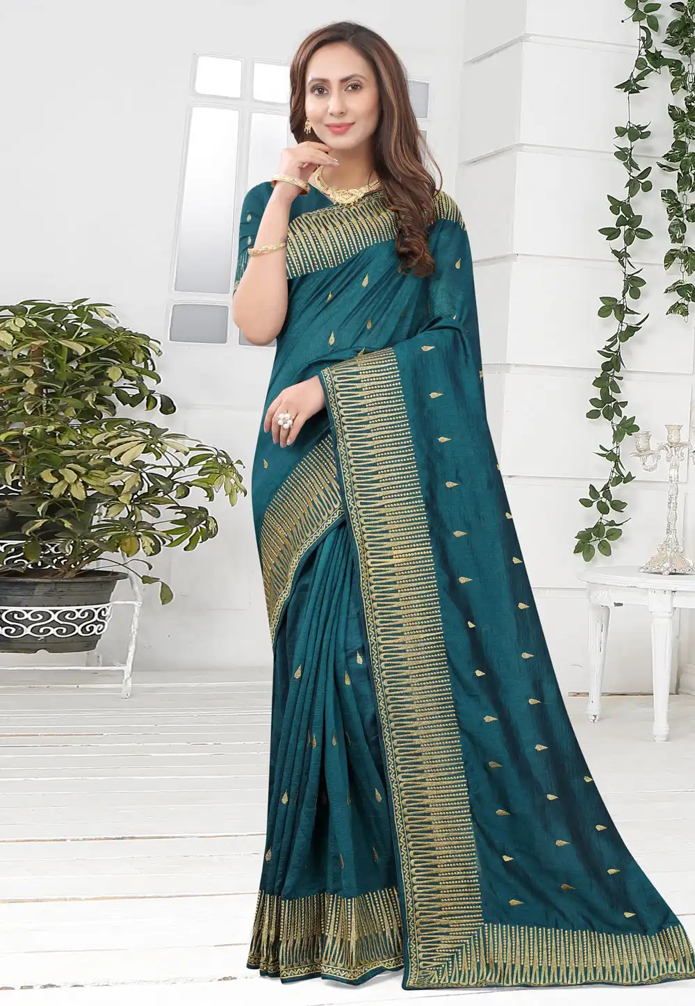 Blue Silk Saree With Blouse 220363