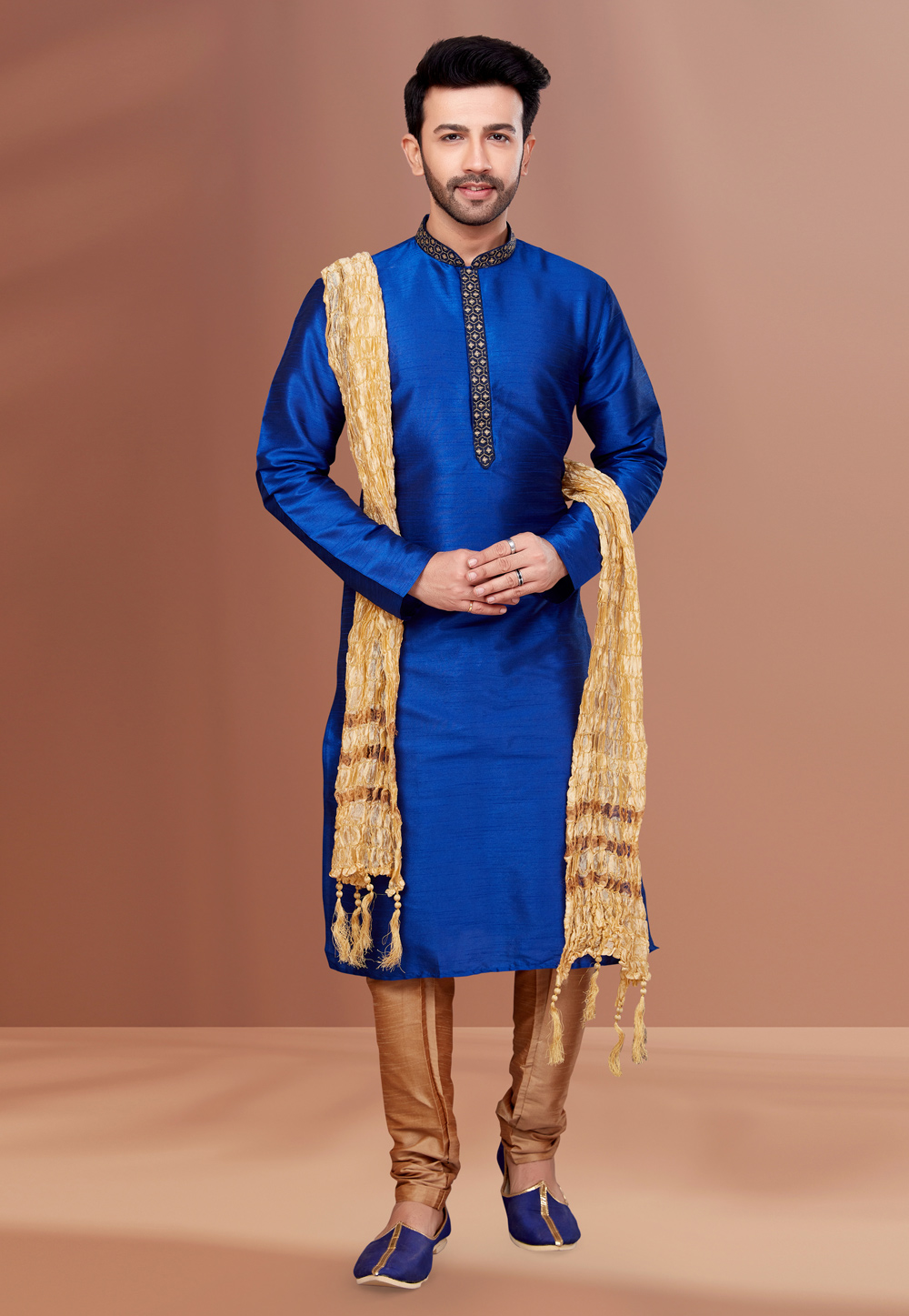 Blue Banarasi Kurta Pajama 256810