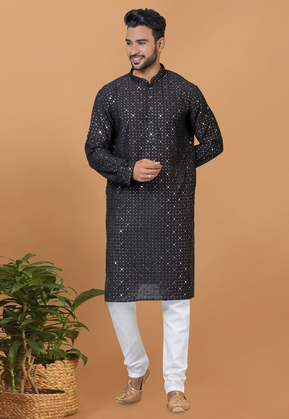 Black Viscose Kurta Pajama 274295