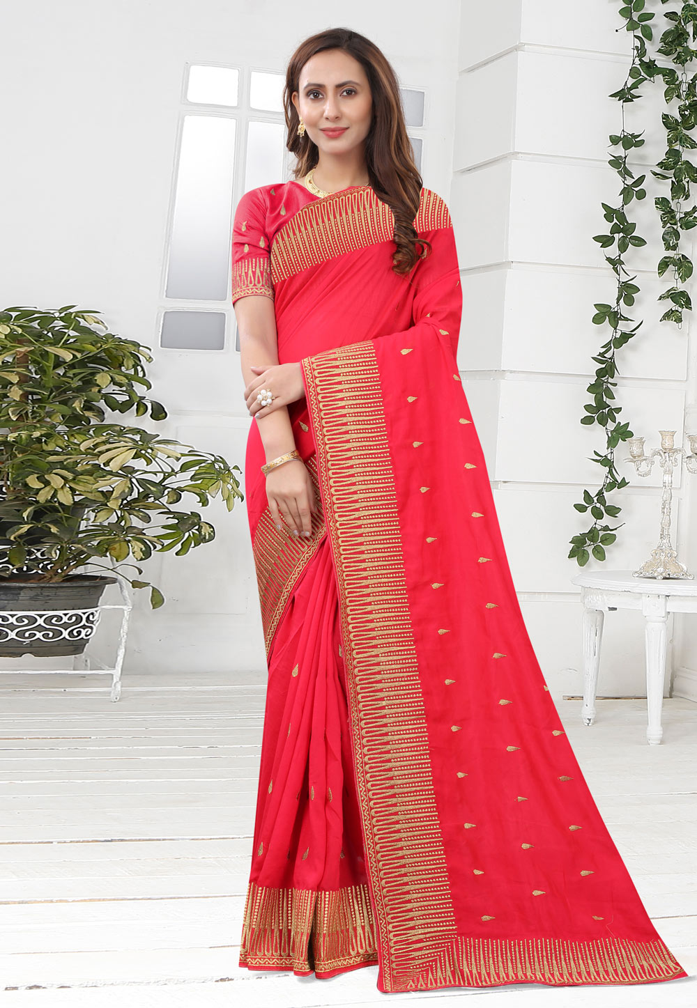 Pink Silk Saree With Blouse 220365