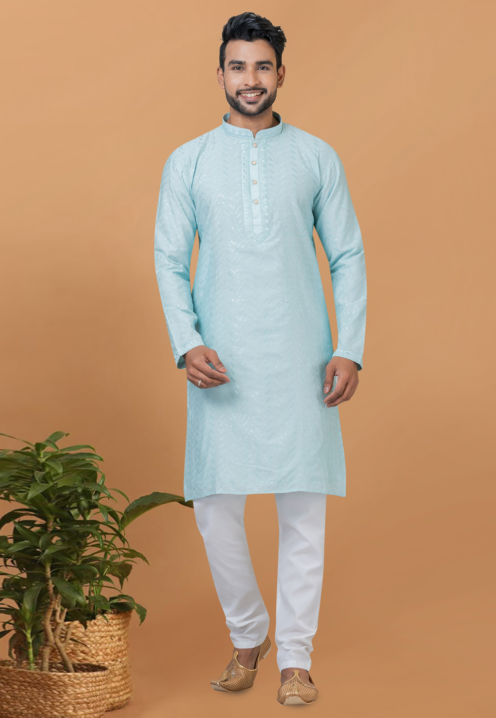 Sky Blue Viscose Kurta Pajama 274298