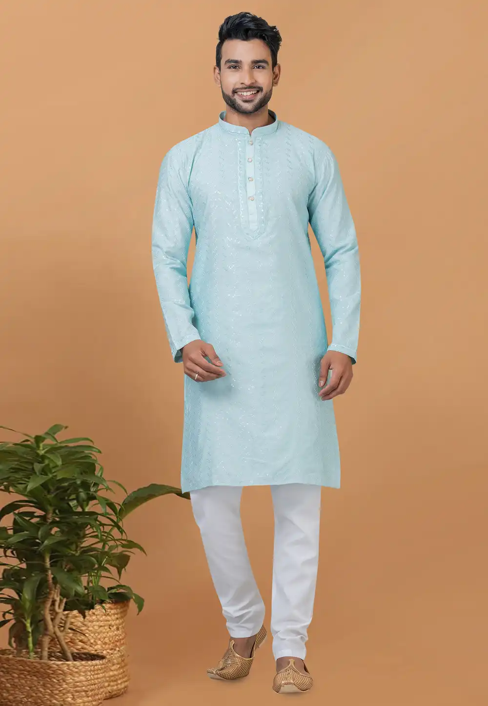 Sky Blue Viscose Kurta Pajama 274298
